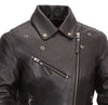 Women's riveted classic motorcycle jacket by HighwayLeather, featuring durable rivets and authentic leather styling.