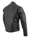 Vented racer style leather motorcycle jacket for men by HighwayLeather, featuring a sleek design with ventilation details.