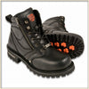 Men's black leather 6-inch side zipper plain toe boots by Dynamicleather, showcasing sturdy design and functional zipper detail.